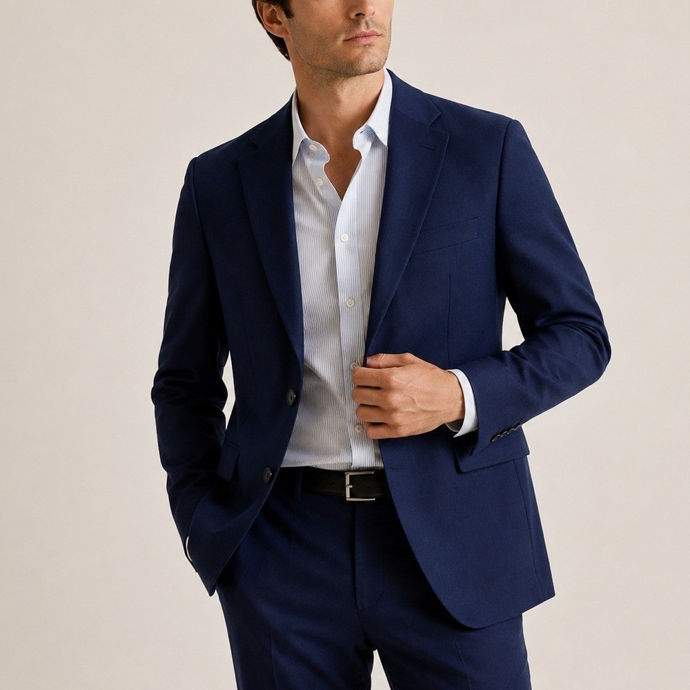 Quince Stretch Wool Blazer Premium Italian Wool Modern Exec Nello Gori Navy NWT‎